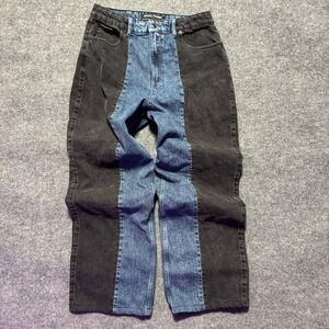 Social Tourist Colorblock Jeans Baggy Y2K Patchwork Ultra‎ High Rise W30 Denim